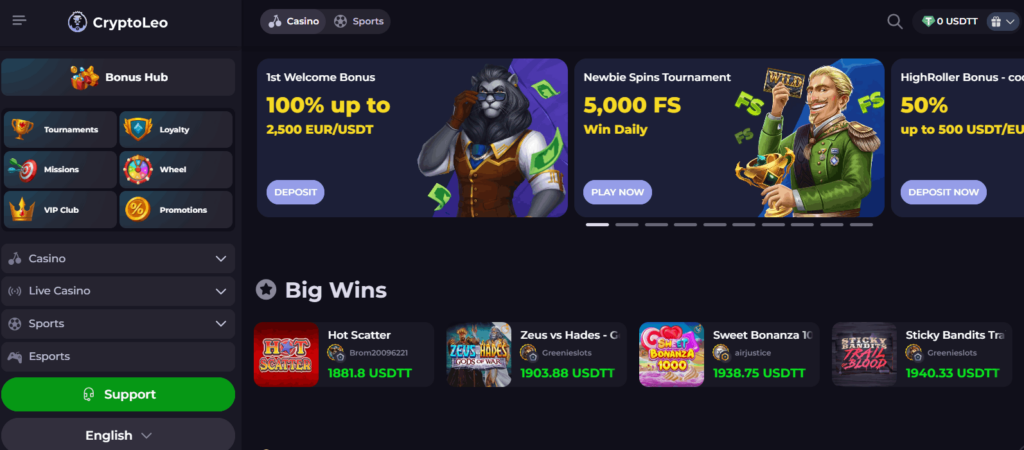 CryptoLeo USDT casino