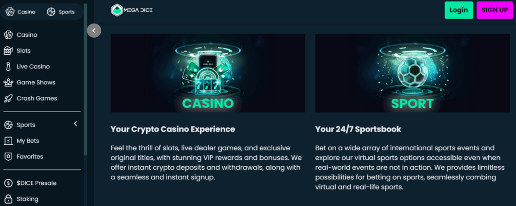 MegaDice Casino sin verificación