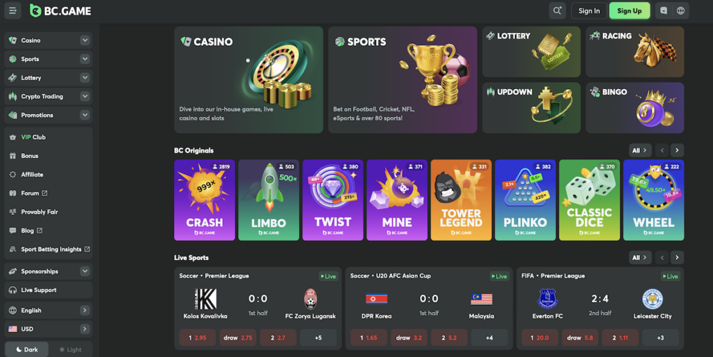 BC.Game crypto casino sign-up bonus