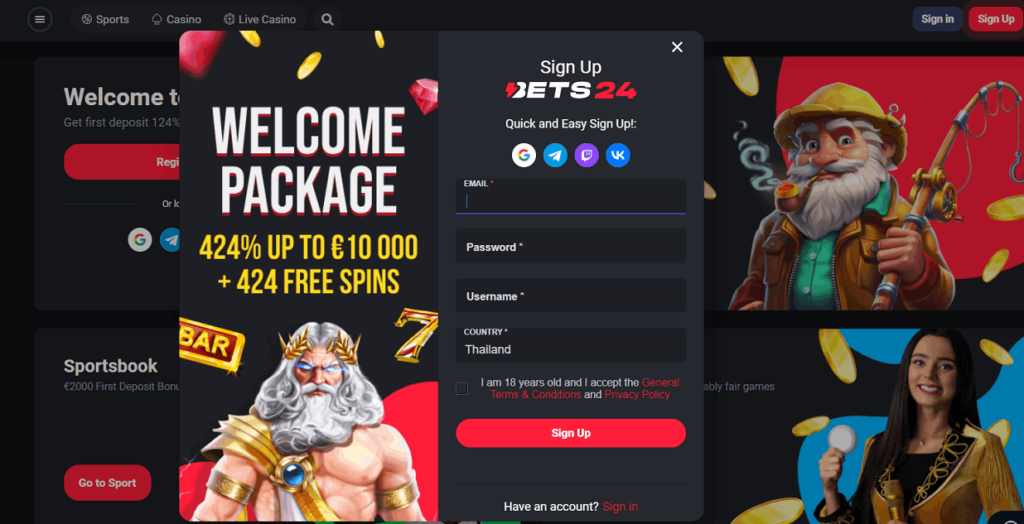 Bets24 io crypto casino account