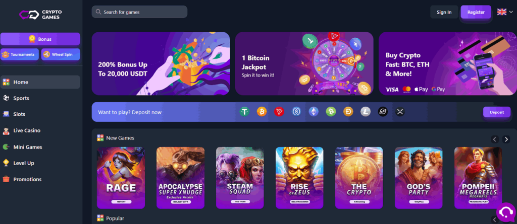 Crypto-Games.io Bitcoin casino sign-up bonus