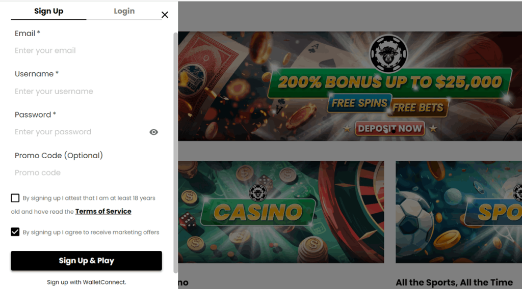 WSM Casino crypto casino account