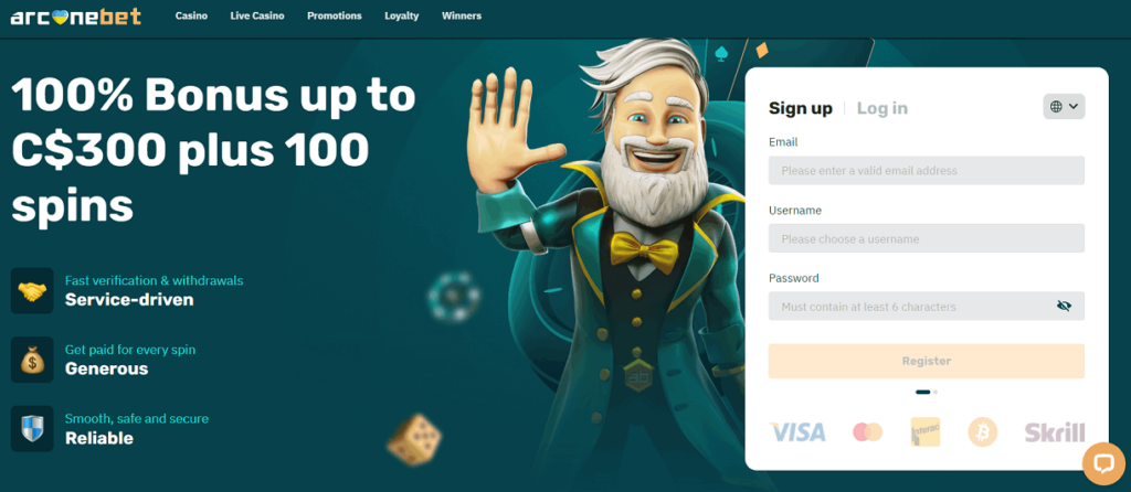 arcanebet crypto casino account