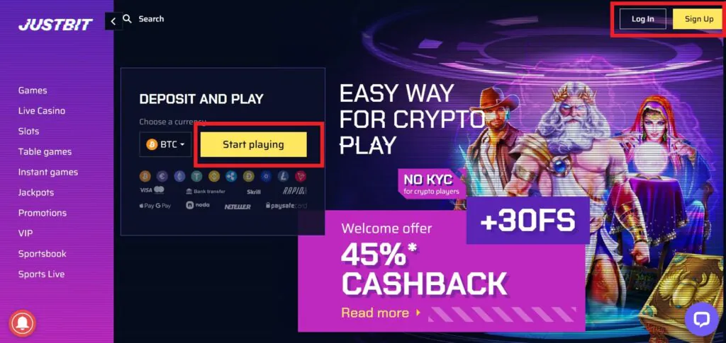 JustBit Crypto Casino