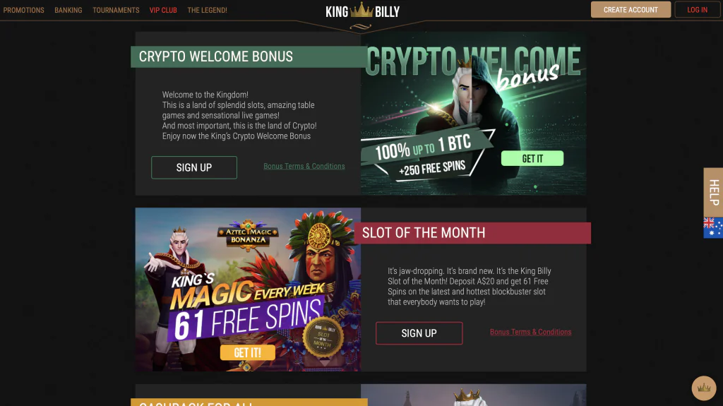 King Billy Casino Bonuses