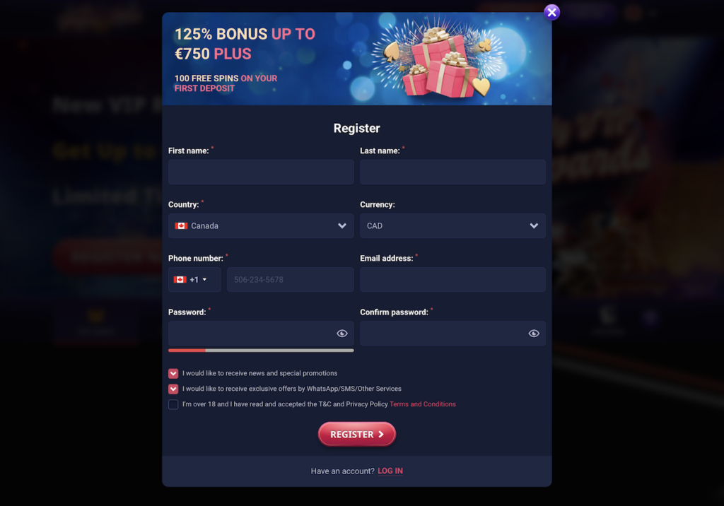 Vegas Plus casino account