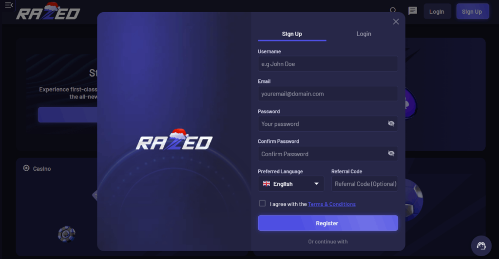 Razed Crypto Casino Account