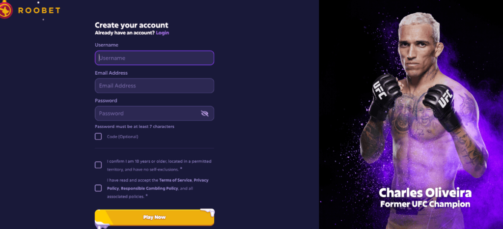 Roobet crypto casino account